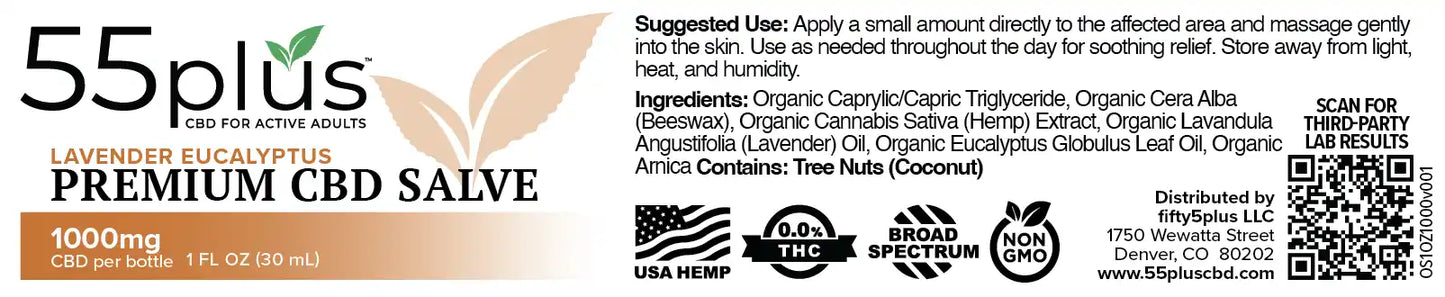 THC-Free CBD Salve For Senior Recovery Solutions (500mg)