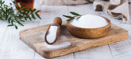 Large amount of Stevia on a serving board