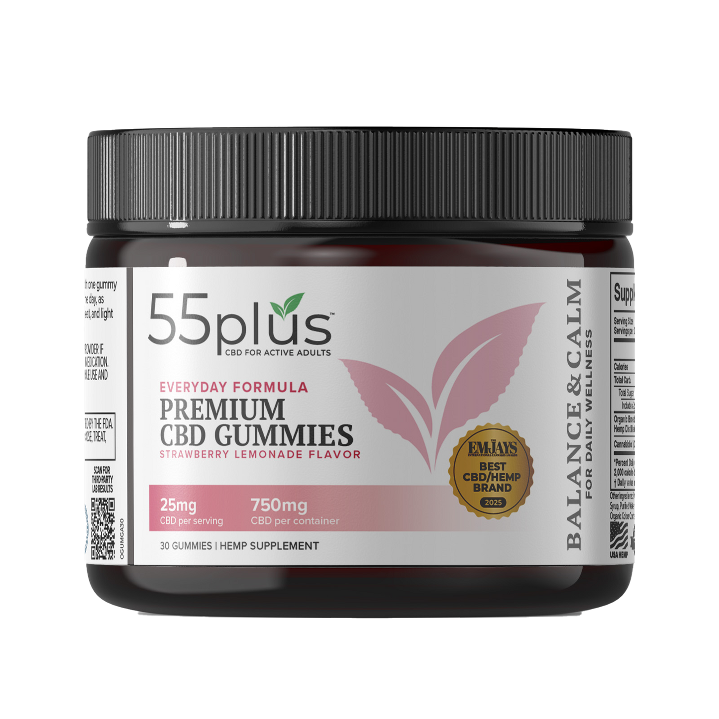 THC-Free CBD Gummies For Senior Wellness Solutions | Strawberry Lemonade (25mg)